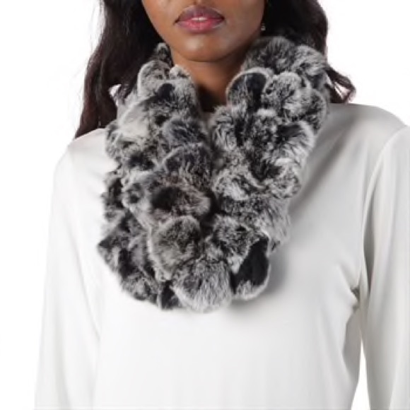 Surell Accessories - Surell❤️NEW❤️Rabbit Fur Infinity scarf black Frost